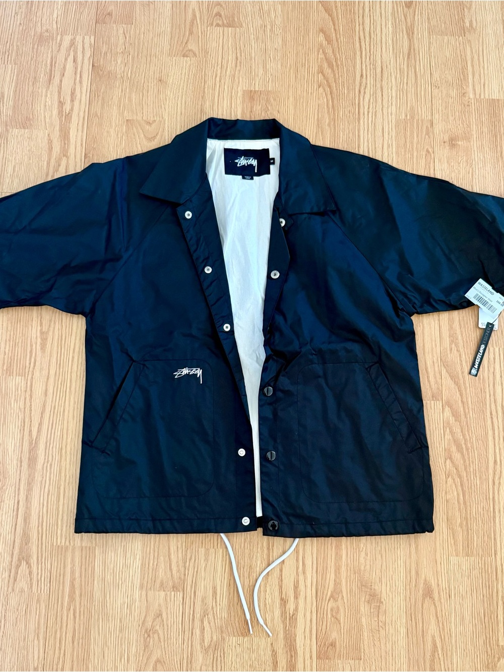 Stussy Black Coach Jacket with White Lining